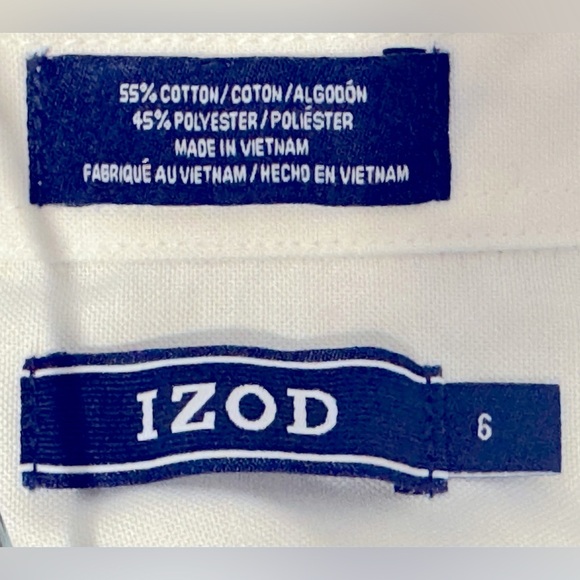IZOD NWT Kids Sz 6 Classic White Kids Button Down Shirt - Picture 4 of 4